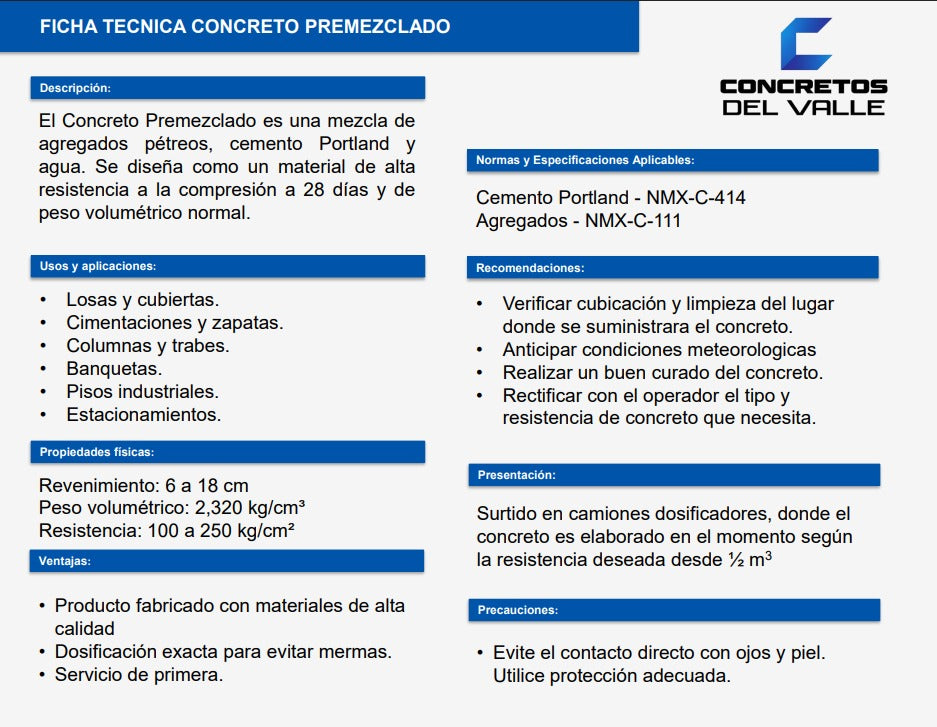 Concreto Premezclado DEL VALLE